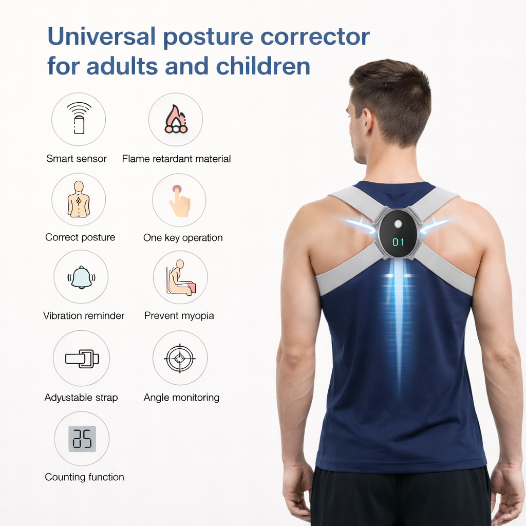 Smart Posture Corrector with Vibration Reminder – Adjustable & Lightweight